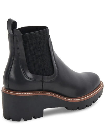 AQUA COLLEGE Womens Black Side Goring Waterproof Slip Resistant Demi Round Toe Wedge Leather Chelsea Boot 9 M