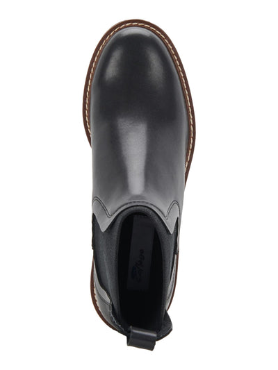 AQUA COLLEGE Womens Black Side Goring Waterproof Slip Resistant Demi Round Toe Wedge Leather Chelsea Boot 9 M