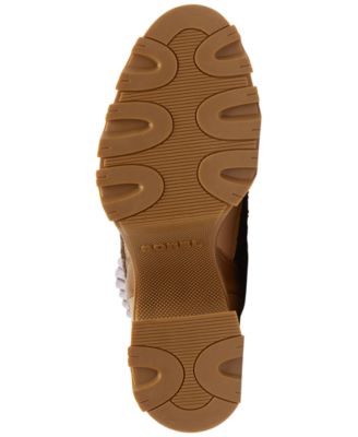 SOREL Womens Brown Mixed Media 1" Platform Heel Pull-Tab Padded Lug Sole Brex Cozy Almond Toe Lace-Up Booties