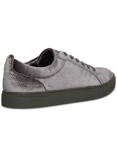 STEVE MADDEN Mens Gray Snake Embossed Back Tab Yali Round Toe Lace-Up Velvet Sneakers Shoes 7.5 M