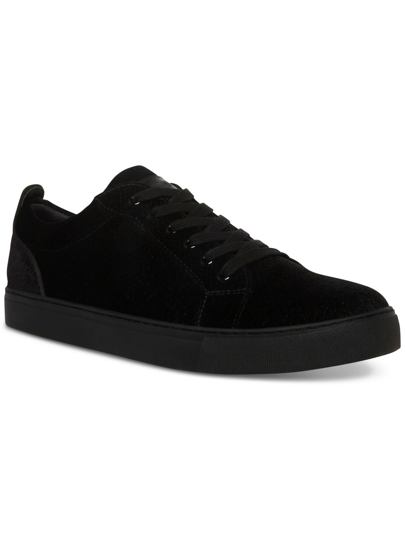 STEVE MADDEN Mens Black Snake Embossed Back Tab Yali Round Toe Lace-Up Suede Sneakers Shoes 12 M
