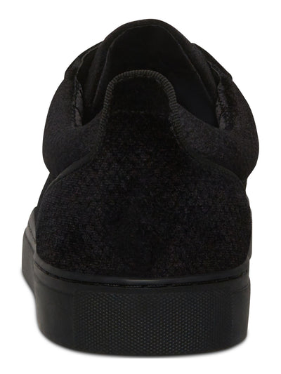 STEVE MADDEN Mens Black Snake Embossed Back Tab Yali Round Toe Lace-Up Velvet Sneakers Shoes 9