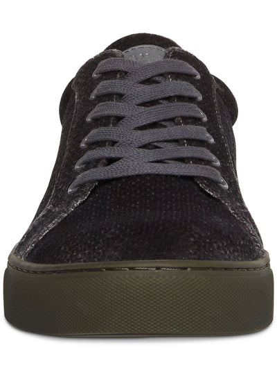 STEVE MADDEN Mens Gray Snake Embossed Back Tab Yali Round Toe Lace-Up Velvet Sneakers Shoes 11 M