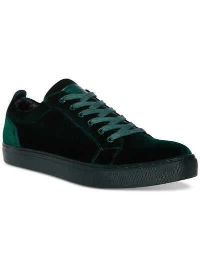 STEVE MADDEN Mens Green Heel Pull Tab Yazi Round Toe Lace-Up Velvet Sneakers Shoes 8