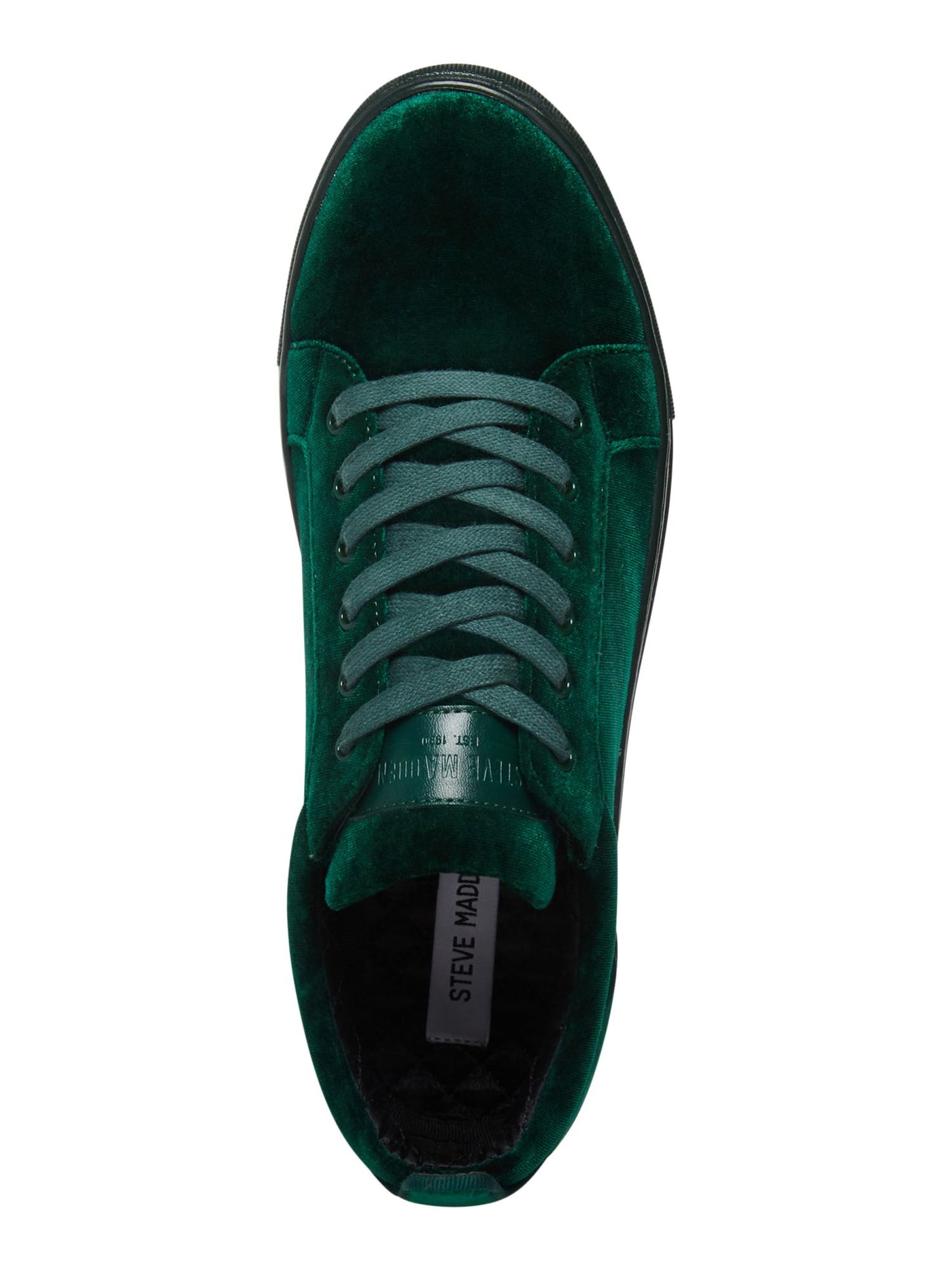 STEVE MADDEN Mens Green Heel Pull Tab Yazi Round Toe Lace-Up Velvet Sneakers Shoes 8