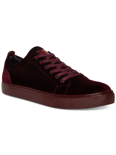 STEVE MADDEN Mens Burgundy Heel Pull Tab Yazi Round Toe Lace-Up Sneakers Shoes 9.5 M