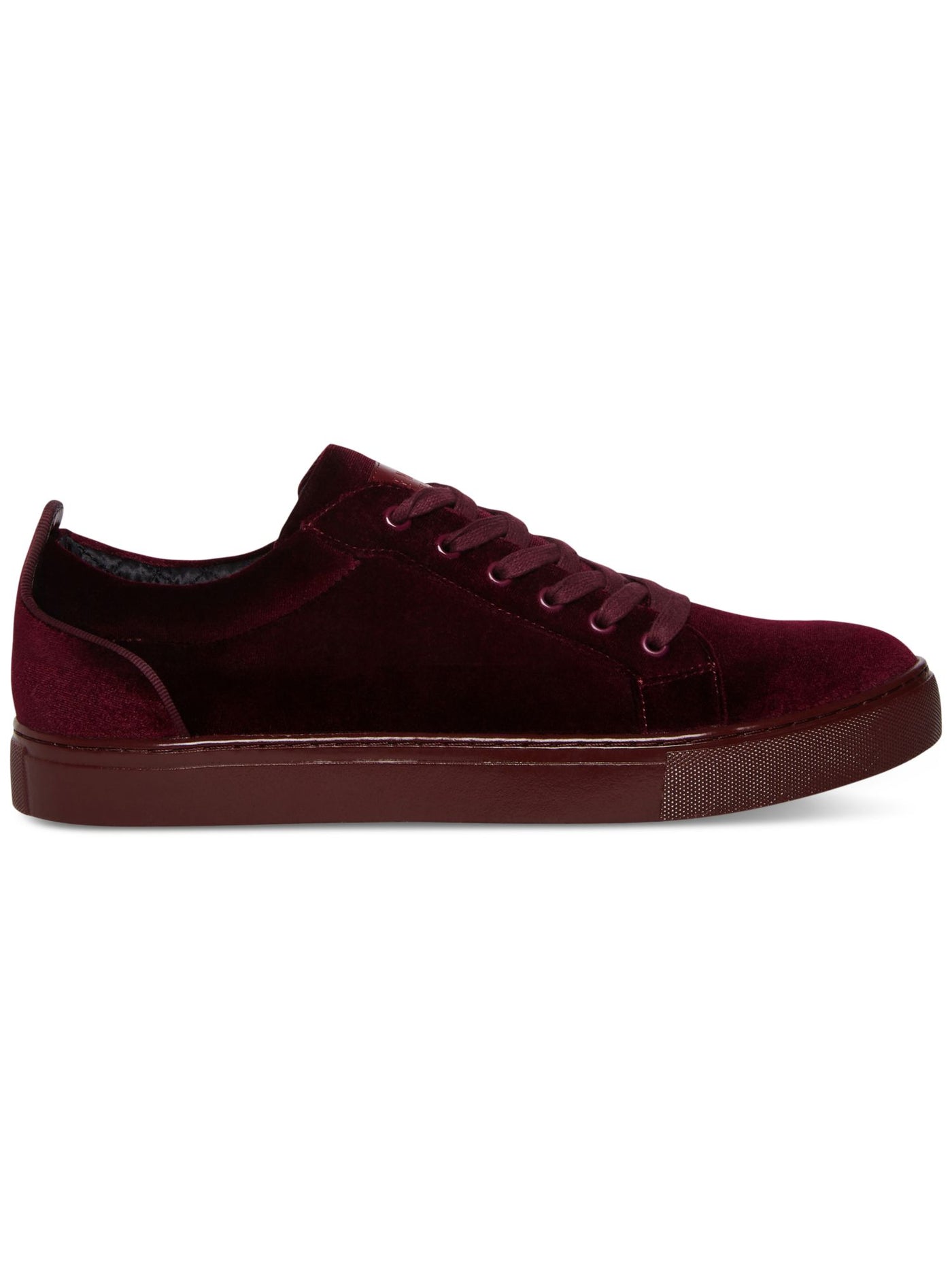 STEVE MADDEN Mens Burgundy Heel Pull Tab Yazi Round Toe Lace-Up Velvet Sneakers Shoes 7.5 M