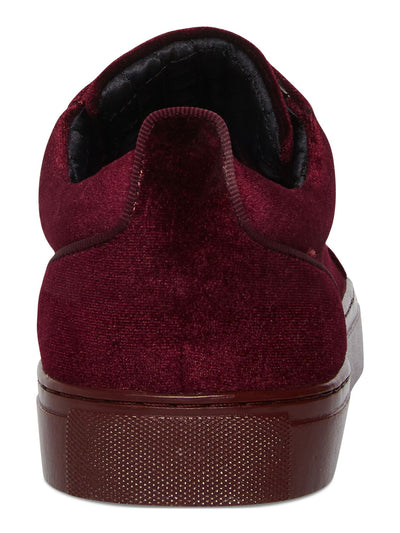 STEVE MADDEN Mens Burgundy Heel Pull Tab Yazi Round Toe Lace-Up Velvet Sneakers Shoes 7.5 M