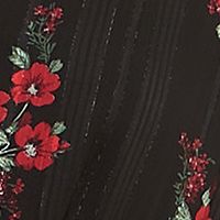 B DARLIN Womens Black Smocked Lined Sheer Pullover Tie Ruffled Floral Long Sleeve Sweetheart Neckline Short Fit + Flare Dress