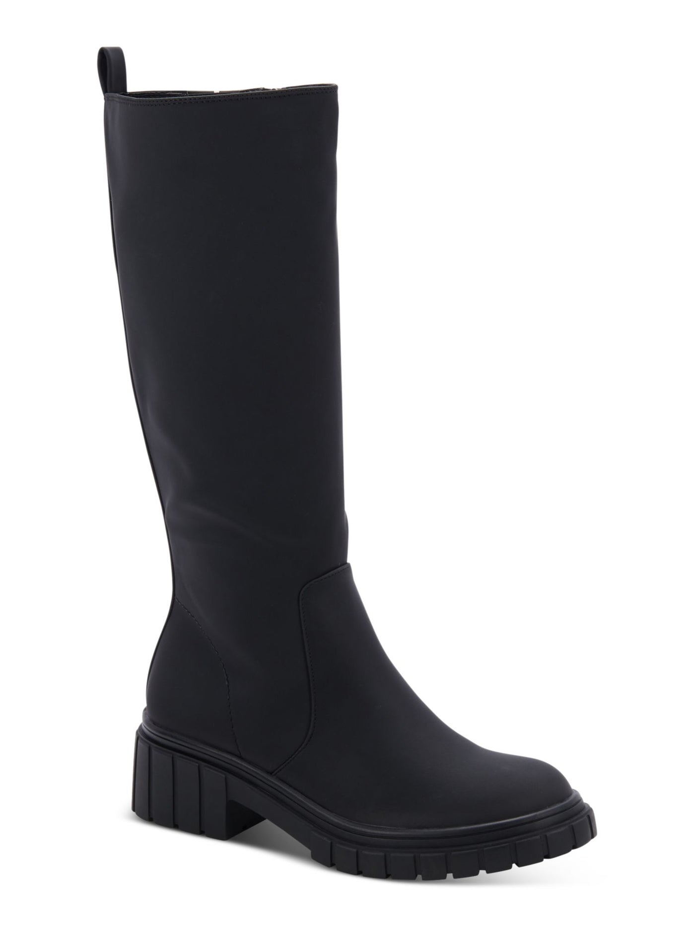 AQUA COLLEGE Womens Black Waterproof Slip Resistant Paz Round Toe Block Heel Zip-Up Riding Boot 6