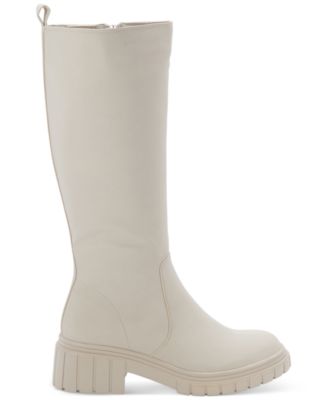 AQUA COLLEGE Womens Beige Waterproof Slip Resistant Paz Round Toe Block Heel Zip-Up Riding Boot 11 M