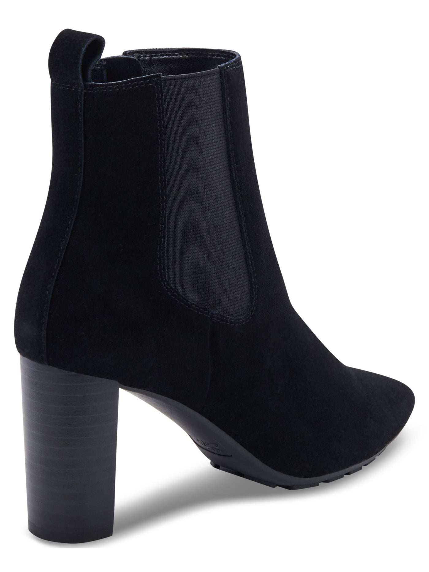 AQUA COLLEGE Womens Black Waterproof Katlyn Pointed Toe Stacked Heel Zip-Up Suede Booties 12 M