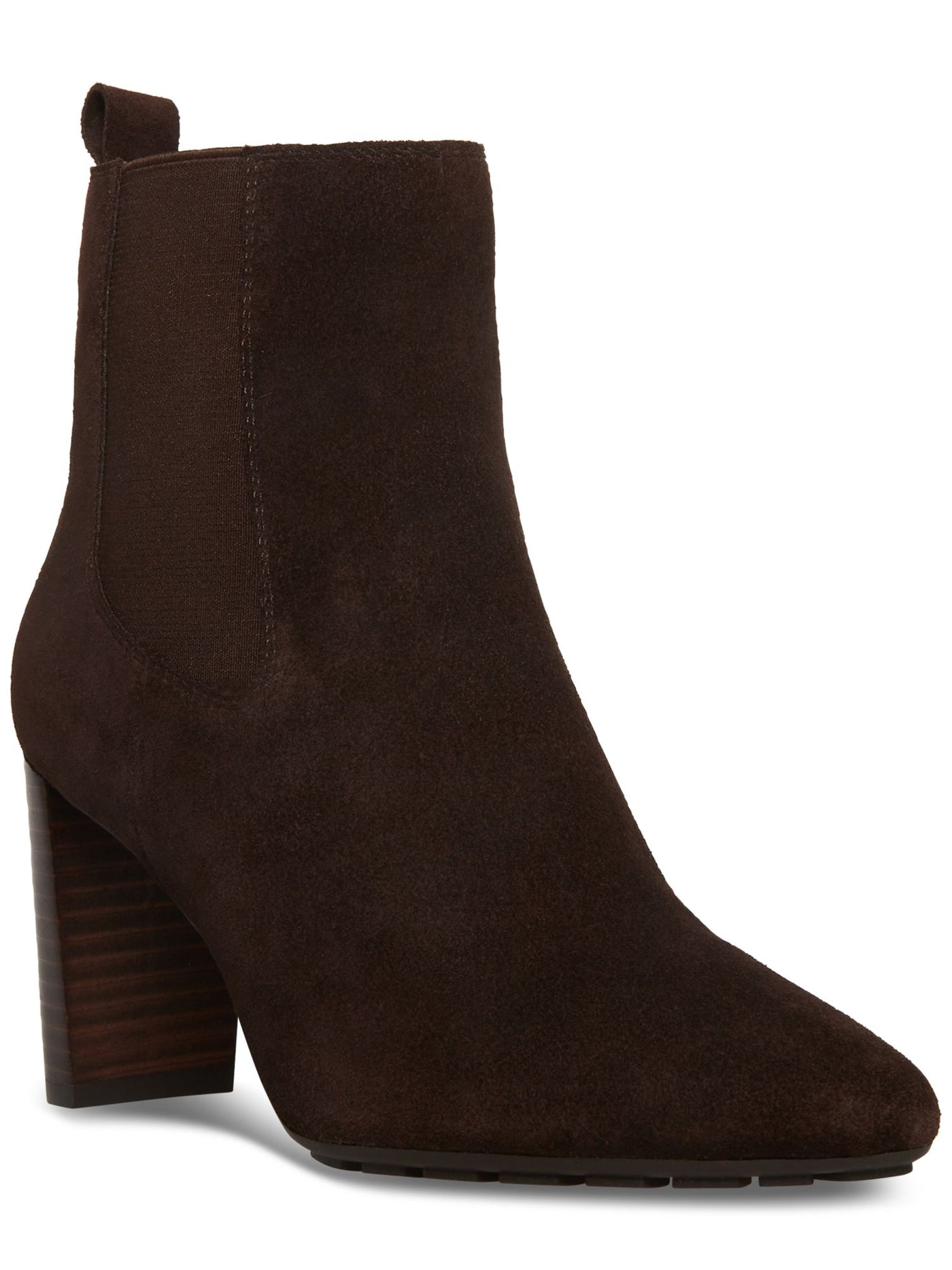 AQUA COLLEGE Womens Brown Waterproof Katlyn Pointed Toe Stacked Heel Zip-Up Suede Booties 8.5 M