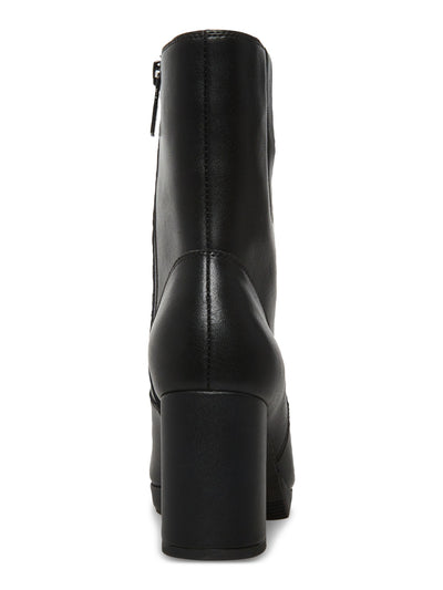 AQUA COLLEGE Womens Black Goring Padded Waterproof Slip Resistant Hadi Almond Toe Block Heel Zip-Up Leather Booties 9.5 M
