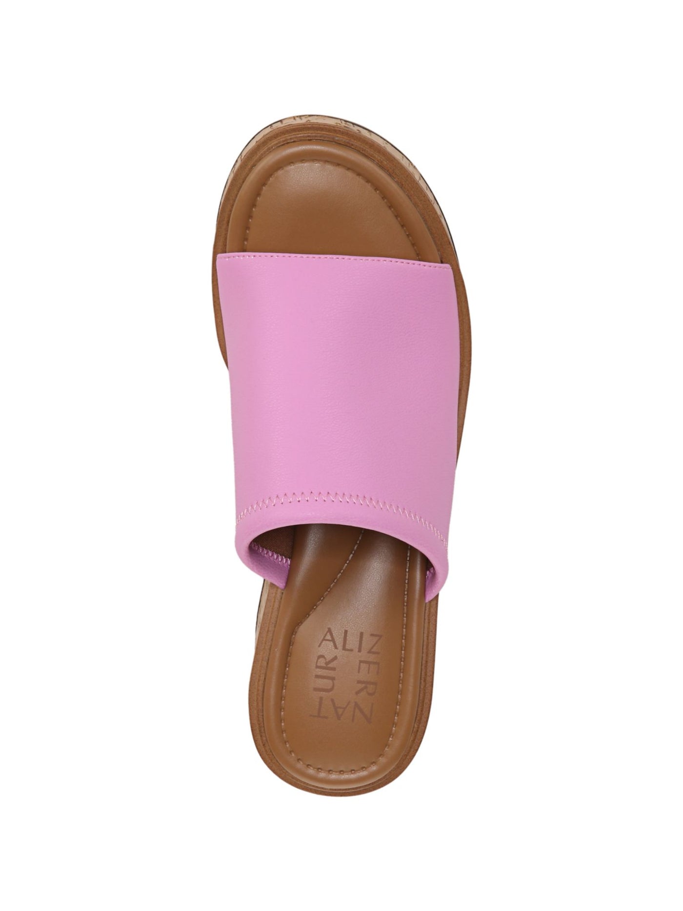 NATURALIZER Womens Pink 1" Platform Contour Padded Slip Resistant Cassie Round Toe Block Heel Slip On Slide Sandals Shoes 9 M
