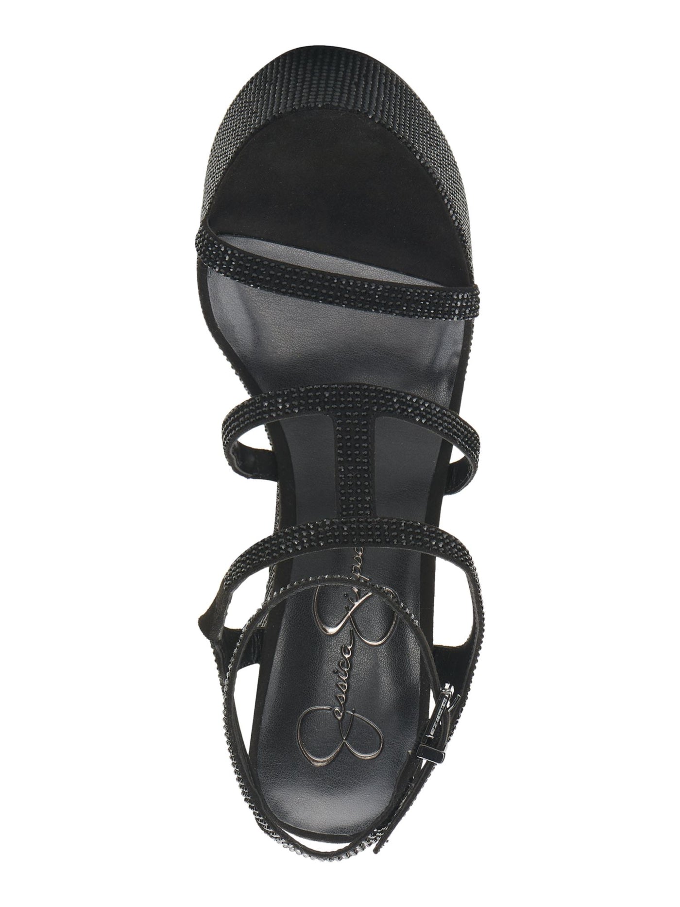 JESSICA SIMPSON Womens Black Mixed Media Padded Strappy Ankle Strap Embellished Meitini Round Toe Platform Buckle Dress Heeled Sandal 10 M
