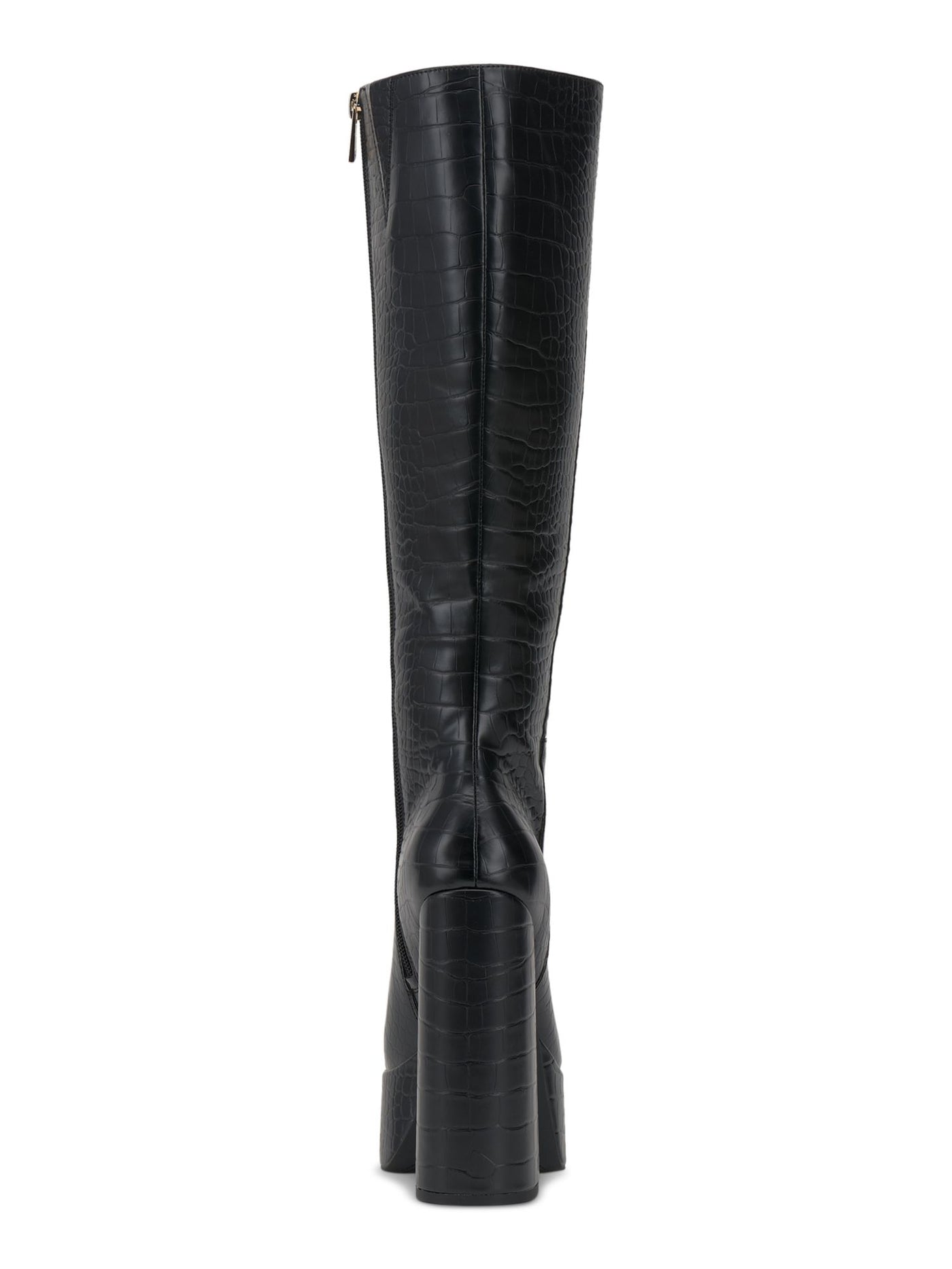 JESSICA SIMPSON Womens Black Animal Print 2" Platform Goring Padded Samah Square Toe Block Heel Zip-Up Dress Boots 8 M