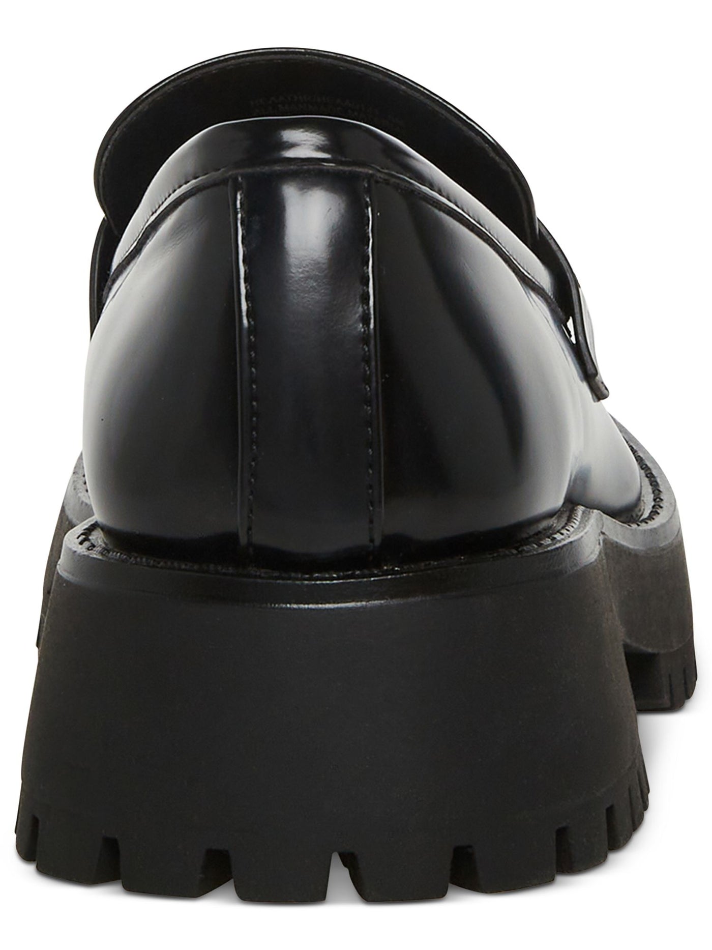 MADDEN GIRL Womens Black Penny Keeper 1" Platform Lug Sole Padded Heather Round Toe Slip On Dress Loafers Shoes 7.5 M