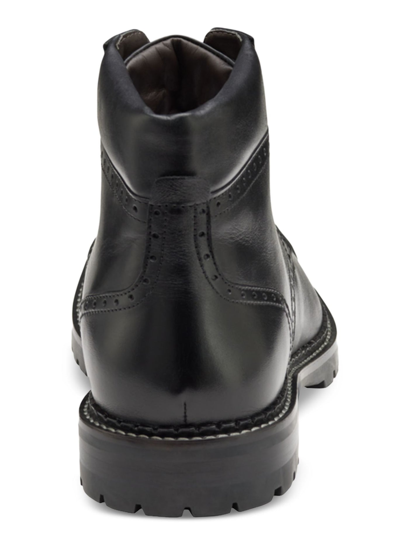 JOHNSTON & MURPHY Mens Black Lug Sole Brogue Detailing Cushioned Removable Insole Garrison Cap Toe Block Heel Lace-Up Boots Shoes 11 M