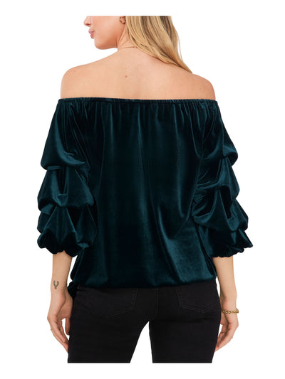 VINCE CAMUTO Womens Green Off Shoulder Cocktail Top L