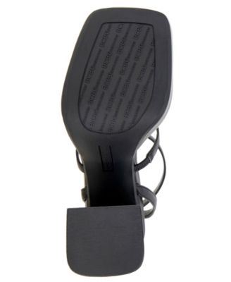 BCBGENERATION Womens Black Ankle Strap Cushioned 1" Platform Goring Strappy Galana Square Toe Flare Buckle Heeled M