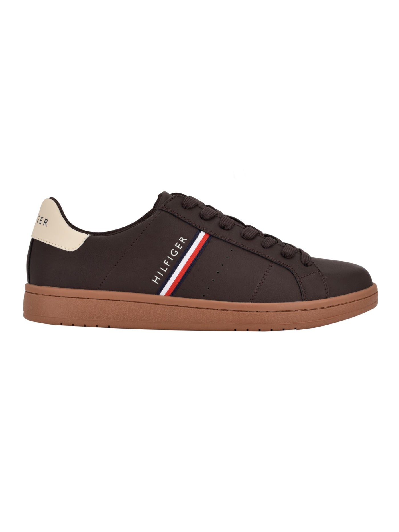 TOMMY HILFIGER Mens Brown Colorblocked Stripe Cushioned Lemmy Round Toe Platform Lace-Up Sneakers Shoes 8.5