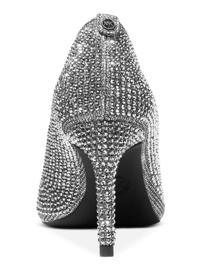 MICHAEL MICHAEL KORS Womens Silver Rhinestone Padded Alina Pointed Toe Stiletto Slip On Dress Pumps Shoes 7 M