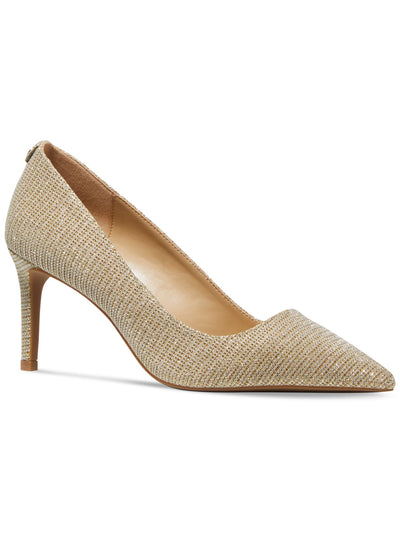 MICHAEL MICHAEL KORS Womens Gold Glitter Logo Hardware Padded Alina Pointed Toe Stiletto Slip On Dress Pumps Shoes 9.5