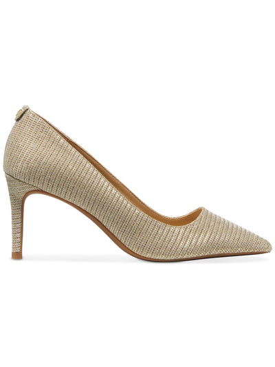 MICHAEL MICHAEL KORS Womens Gold Glitter Logo Hardware Padded Alina Pointed Toe Stiletto Slip On Dress Pumps Shoes 9.5