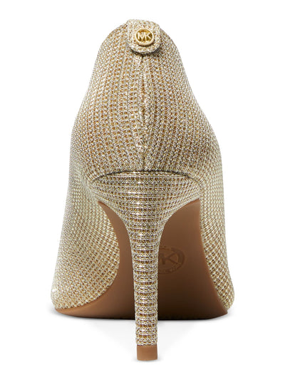 MICHAEL MICHAEL KORS Womens Gold Glitter Logo Hardware Padded Alina Pointed Toe Stiletto Slip On Dress Pumps Shoes 9.5