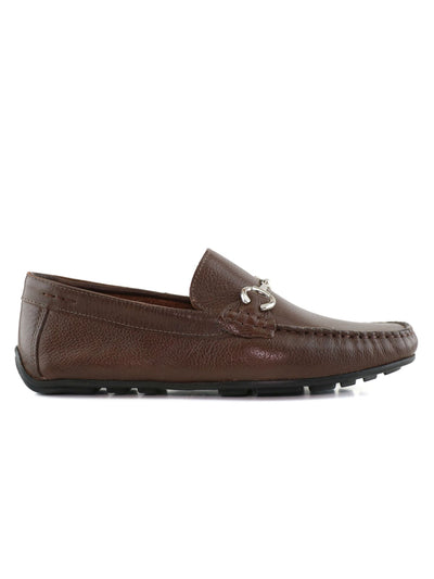 MARC JOSEPH NEW YORK Mens Brown Textured Metallic Accent Padded Fulton Street Square Toe Slip On Leather Flats Shoes 11