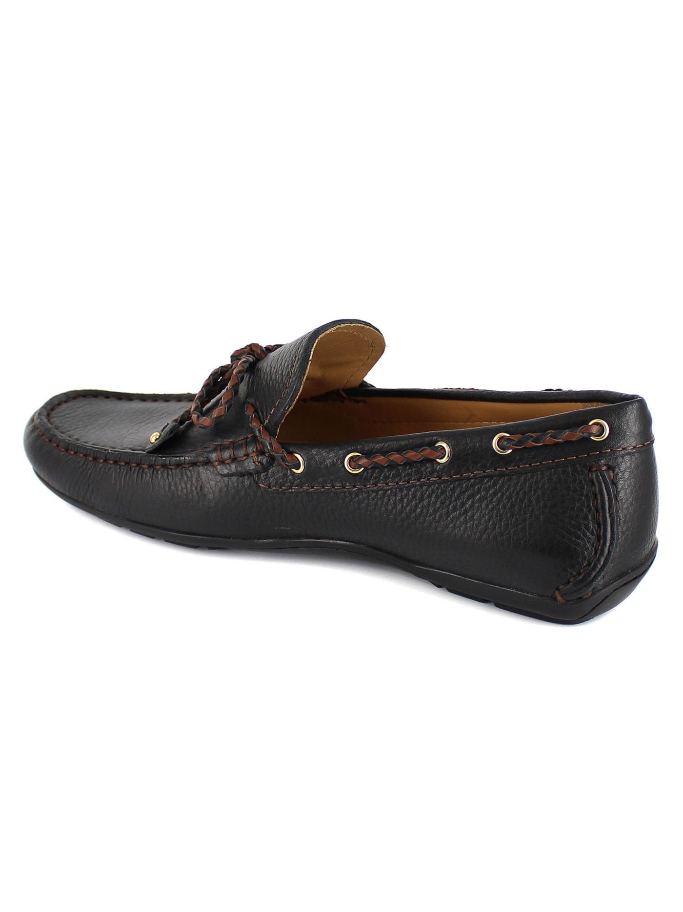 MARC JOSEPH NEW YORK Mens Black Driver Moc Toe Braided Bow Flexible Padded Treaded Cypress Round Toe Slip On Leather Loafers Shoes 11