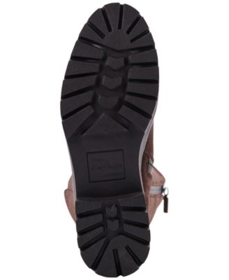 AQUA COLLEGE Womens Brown Waterproof Slip Resistant Dash Round Toe Block Heel Zip-Up Riding Boot M