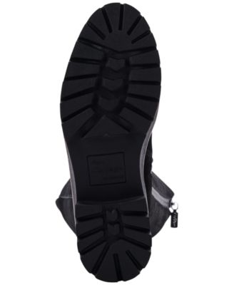 AQUA COLLEGE Womens Black Waterproof Slip Resistant Dash Round Toe Block Heel Zip-Up Riding Boot M