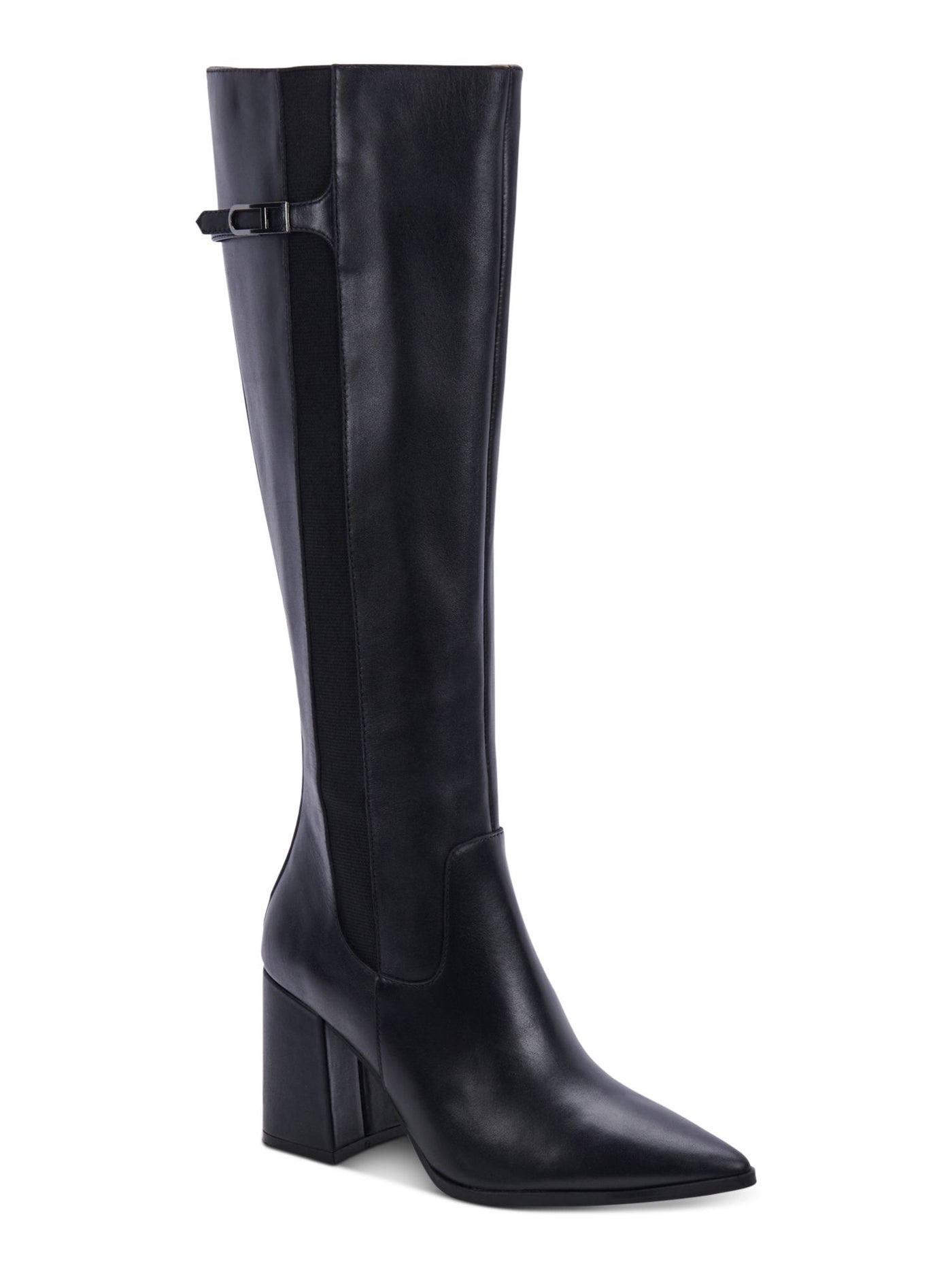 AQUA COLLEGE Womens Black Slip Resistant Water Resistant Ireland Pointed Toe Stacked Heel Zip-Up Heeled Boots 10 M
