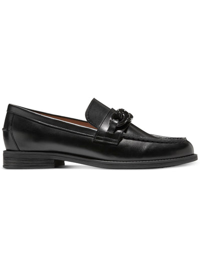 COLE HAAN Womens Black Chain Accent Arch Support Cushioned Stassi Round Toe Slip On Leather Dress Loafers Shoes 6 B
