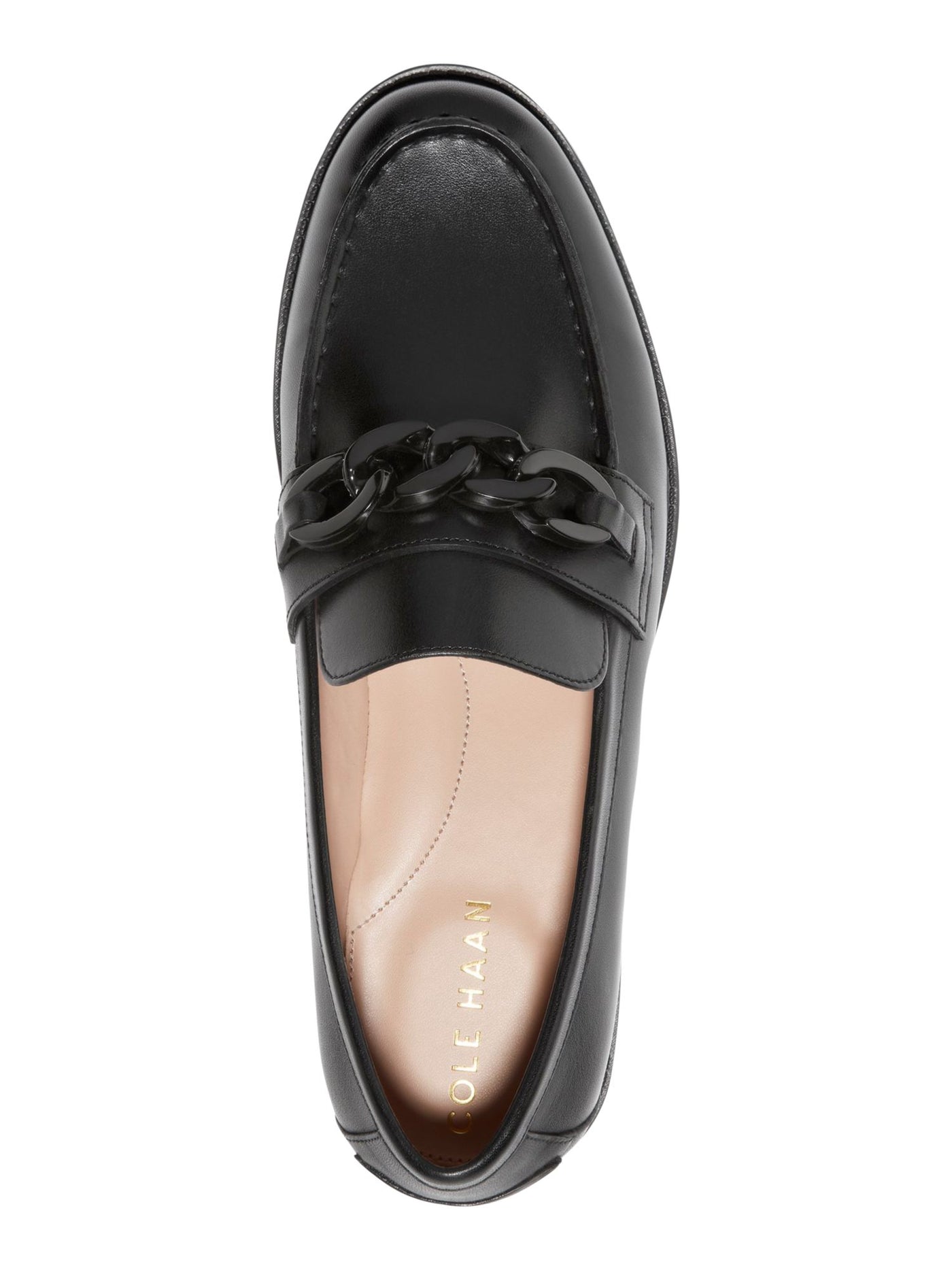 COLE HAAN Womens Black Chain Accent Arch Support Cushioned Stassi Round Toe Slip On Leather Dress Loafers Shoes 6.5 B
