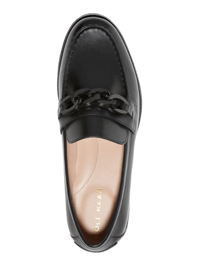 COLE HAAN Womens Black Chain Accent Arch Support Cushioned Stassi Round Toe Slip On Leather Dress Loafers Shoes 6.5 B