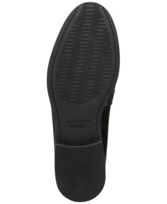 COLE HAAN Womens Black Chain Accent Arch Support Cushioned Stassi Round Toe Slip On Leather Dress Loafers Shoes B