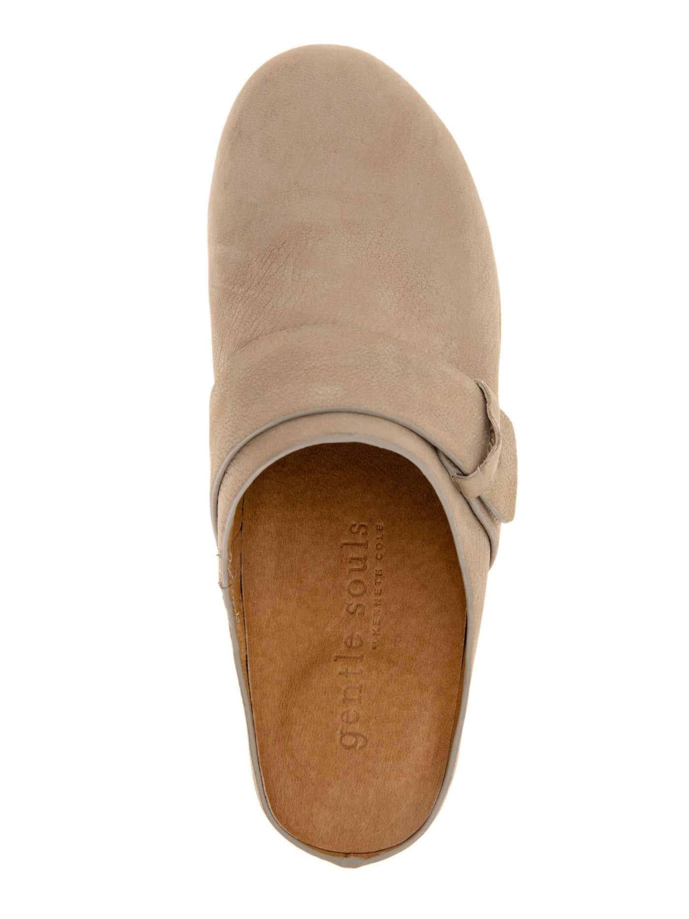 GENTLE SOULS KENNETH COLE Womens Beige Hook & Loop 1 Platform Padded Stretch Henley Round Toe Wedge Slip On Leather Clogs Shoes 5