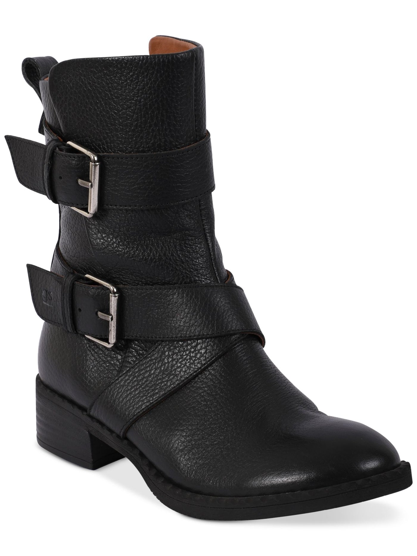 GENTLE SOULS KENNETH COLE Womens Black Buckle Accent Cushioned Best Round Toe Block Heel Zip-Up Leather Boots Shoes 9.5