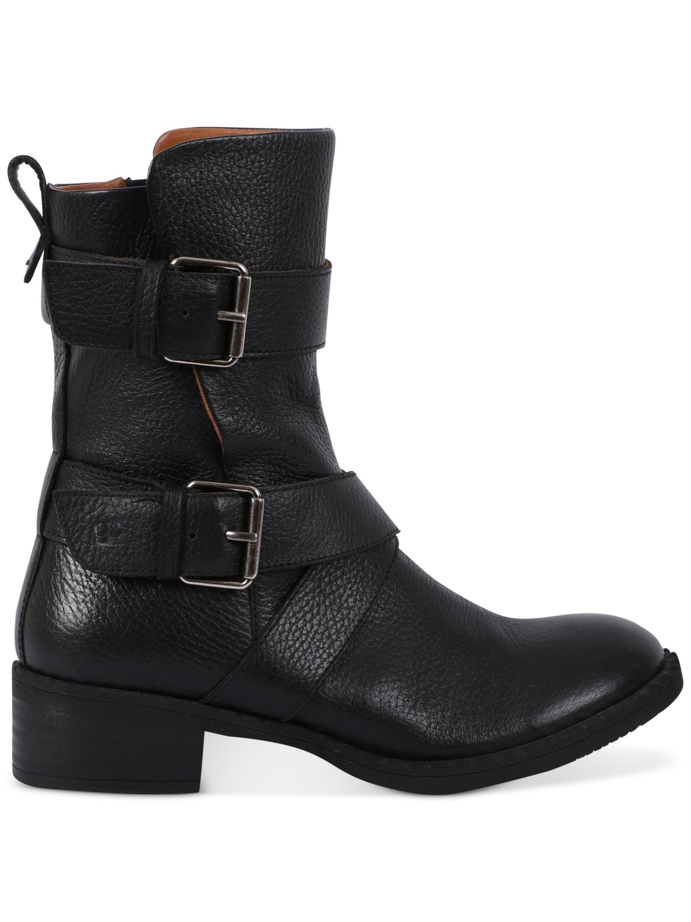 GENTLE SOULS KENNETH COLE Womens Black Buckle Accent Cushioned Best Round Toe Block Heel Zip-Up Leather Boots Shoes 9