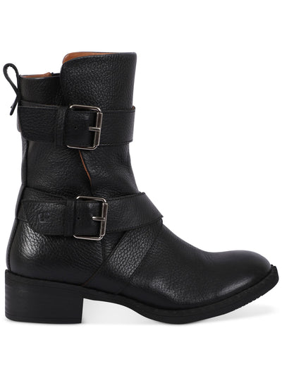 GENTLE SOULS KENNETH COLE Womens Black Buckle Accent Cushioned Best Round Toe Block Heel Zip-Up Leather Boots Shoes 10