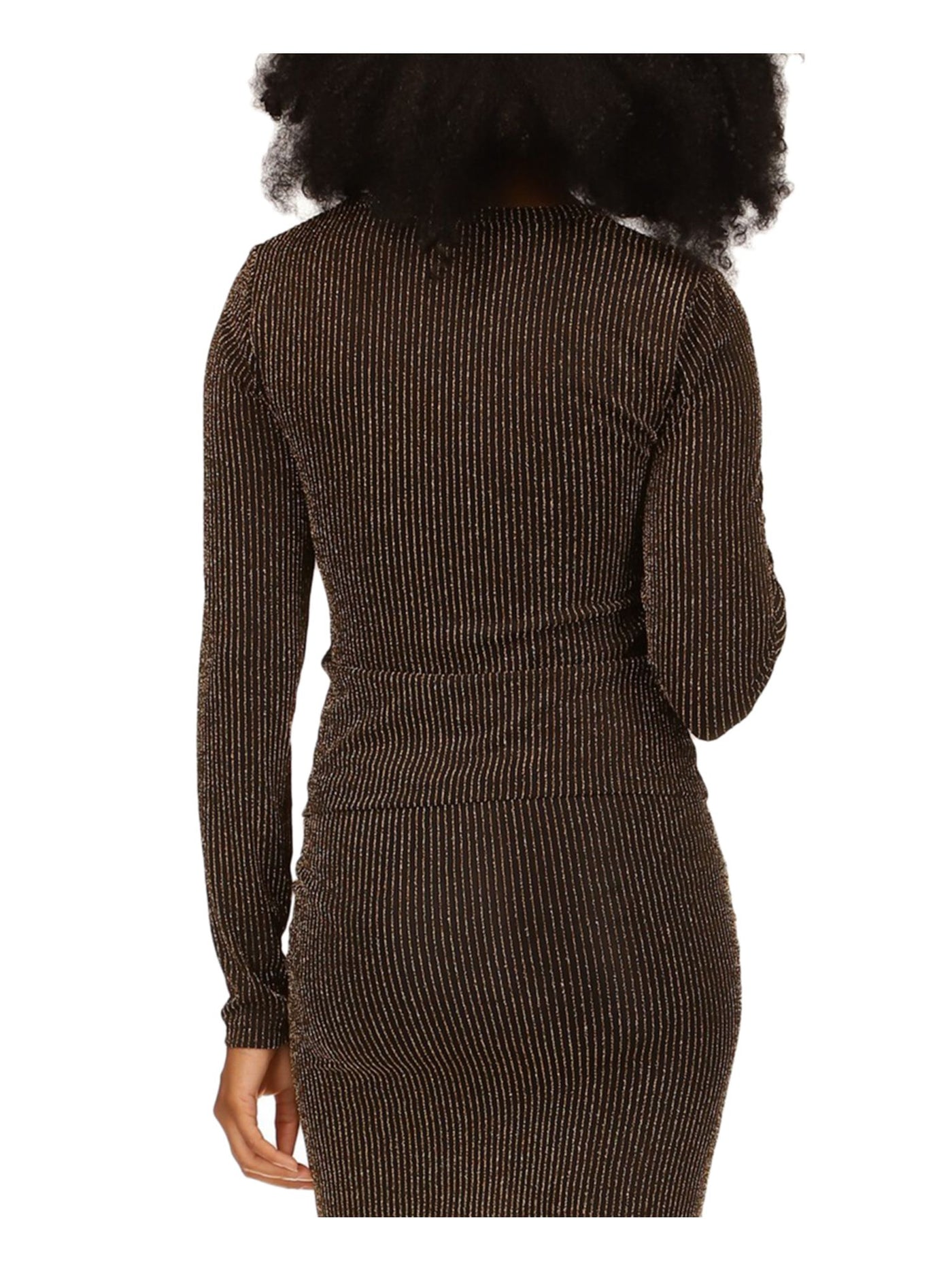 MICHAEL MICHAEL KORS Womens Black Cut Out Striped Long Sleeve Round Neck Short Party Body Con Dress XL