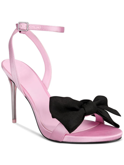 AAJ BY AMINAH Womens Pink Cushioned Bow Accent Ankle Strap Yahira Almond Toe Stiletto Buckle Dress Heeled Sandal 7 M