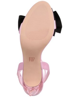 AAJ BY AMINAH Womens Pink Cushioned Bow Accent Ankle Strap Yahira Almond Toe Stiletto Buckle Dress Heeled M