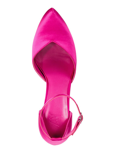 AAJ BY AMINAH Womens Pink 1-1/2" Platform Ankle Strap Padded Satiya Pointy Toe Stiletto Buckle Pumps Shoes 8.5 M
