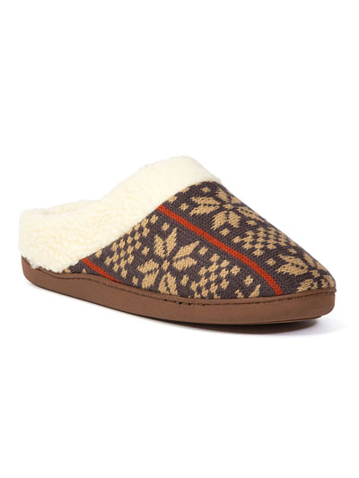 DEER STAGS Mens Brown Patterned Cushioned Slipperooz Round Toe Slip On Slippers Shoes 13