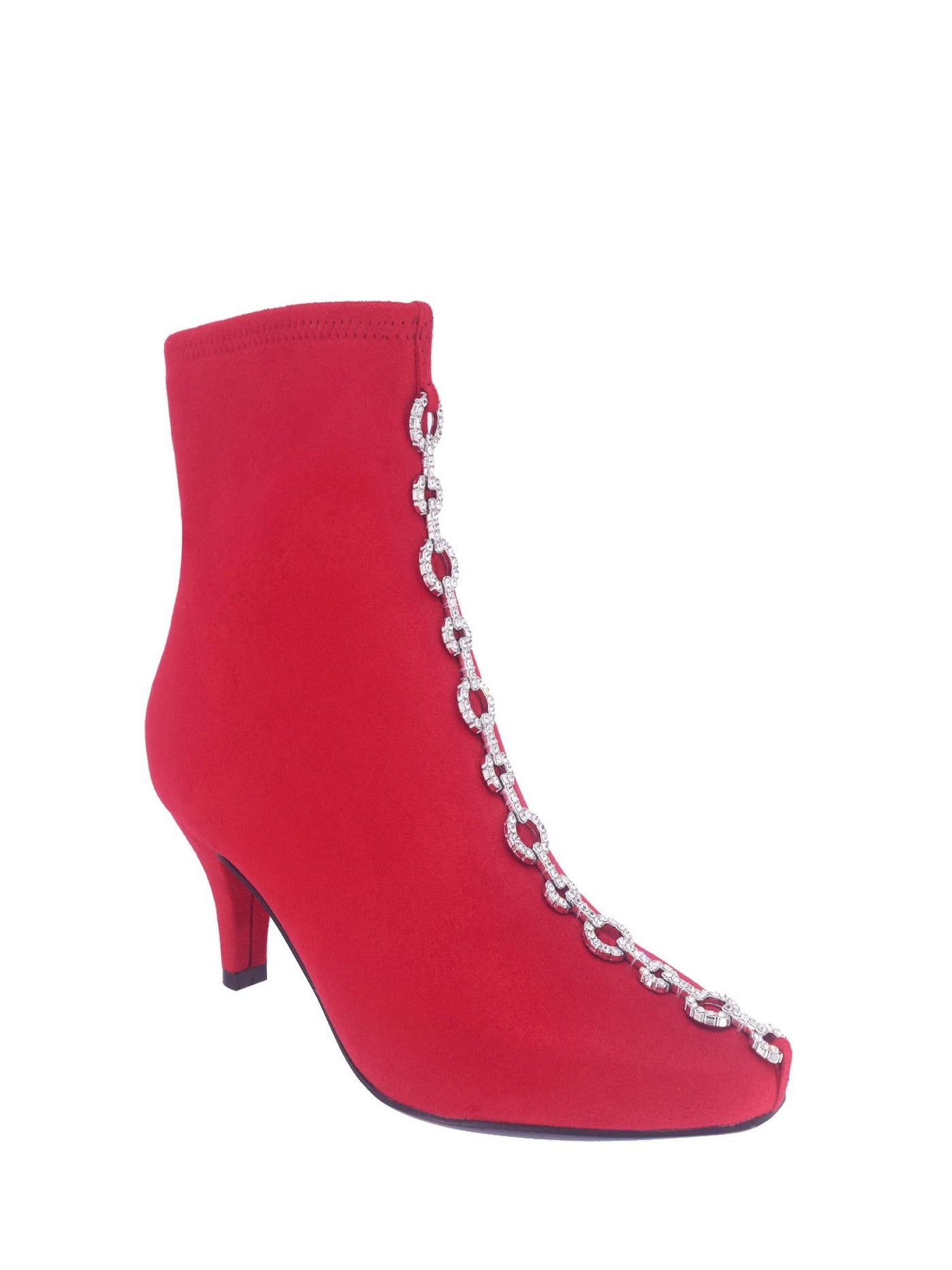 IMPO Womens Red Stretch Naja Chain I Square Toe Kitten Heel Zip-Up Heeled Boots 9.5 M