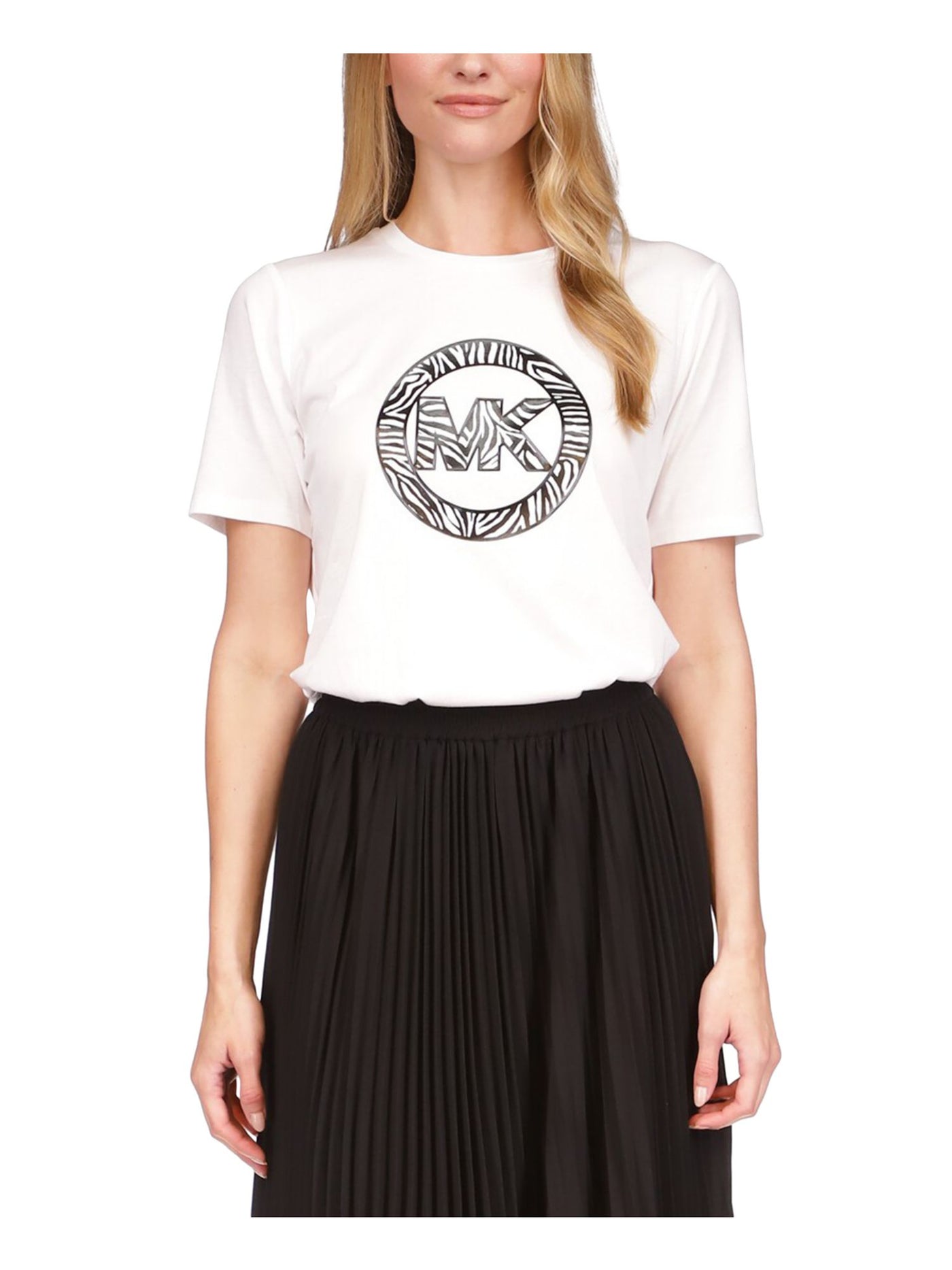 MICHAEL MICHAEL KORS Womens White Logo Graphic Short Sleeve Crew Neck T-Shirt M